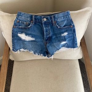 Dark blue, high rise shorts